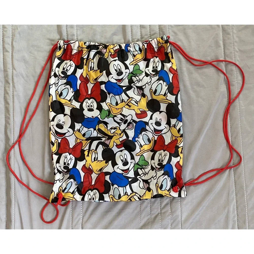 Disney Mickey & Friends Faces Drawstring Bag –‎ Sack Gym Backpack – Official